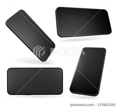 3d smartphone mockup with black blank screen 3d smartphone mockup with black blank screen 137602389