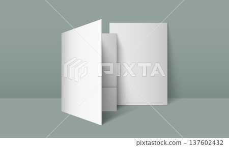 White paper folder mockup with pocket 137602432