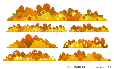 Autumn set of bush and grass with flowers Autumn set of bush and grass with flowers 137602464