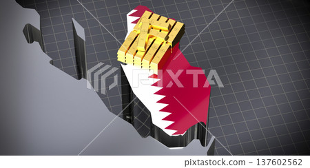 Qatar map and flag, gold ingots - 3D illustration Qatar map and flag, gold ingots - 3D illustration 137602562