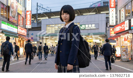 Woman standing in the city 137602718