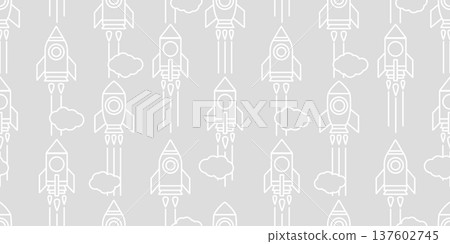 Simple rocket and cloud continuous pattern illustration Simple rocket and cloud continuous pattern illustration 137602745