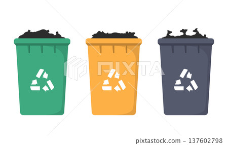 Recycle Bins with Waste Recycle Bins with Waste 137602798