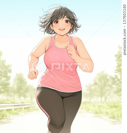 Girl cartoon illustration woman on diet Girl cartoon illustration woman on diet 137603180