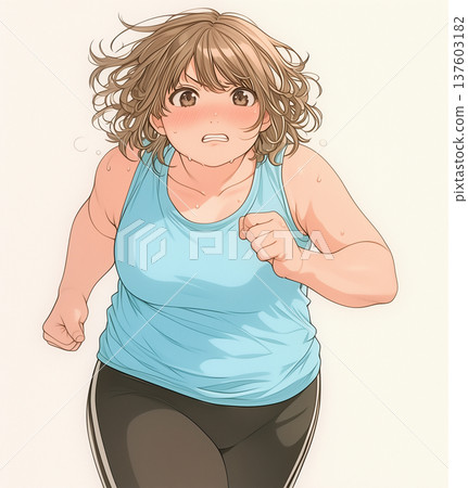 Girl cartoon illustration woman on diet Girl cartoon illustration woman on diet 137603182