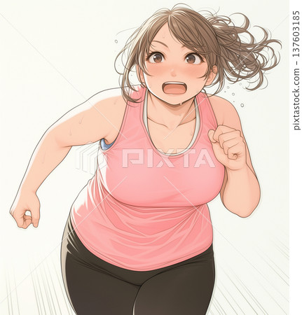 Girl cartoon illustration woman on diet Girl cartoon illustration woman on diet 137603185