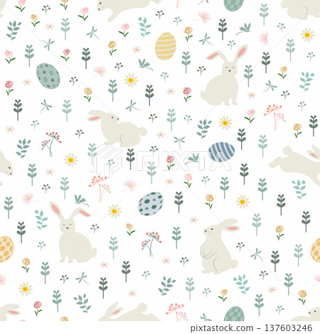 Cute hand drawn easter bunnies seamless pattern for decorative,kid product,fashion,fabric,textile,wallpaper and all print Cute hand drawn easter bunnies seamless pattern for decorative,kid product,fashion,fabric,textile,wallpaper and all print 137603246