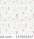 Cute hand drawn bunnies with easter eggs seamless pattern for decorative,kid product,fashion,fabric,textile,wallpaper and all print 137603247