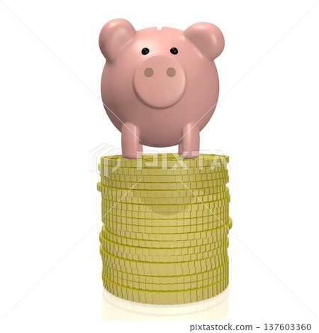 Piggy-bank and money - 3D illustration 137603360