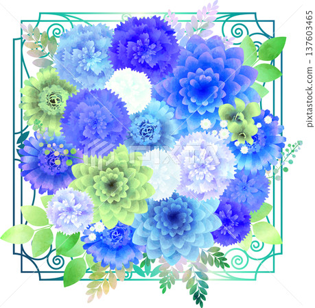 藍色花束和鐵綠色 藍色花束和鐵綠色 137603465