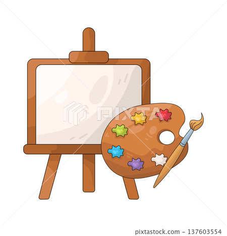 Illustration of canvas and paint palette Illustration of canvas and paint palette 137603554