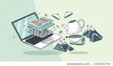 Remote work and tea time 137603734