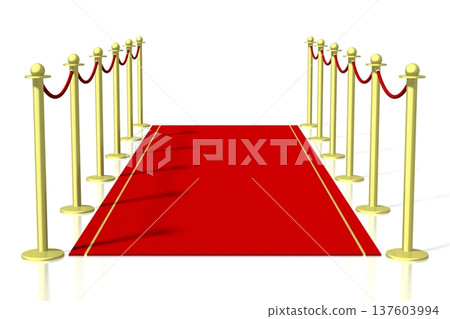 3D red carpet and golden sticks - 3D illustration 137603994