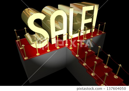 3D red carpet illustration - sale concept 3D red carpet illustration - sale concept 137604050