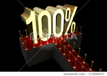3D red carpet illustration - 100% concept 3D red carpet illustration - 100% concept 137604053