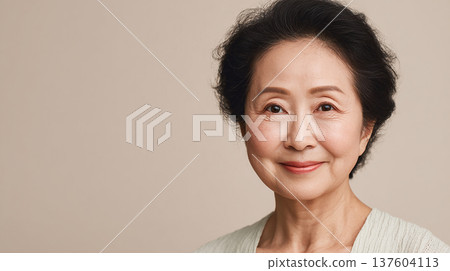 Beauty portrait of a senior woman with a gentle smile 137604113