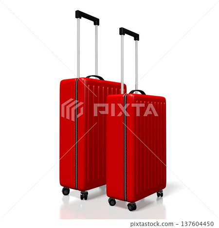 Red suitcases - travel concept - 3D illustration Red suitcases - travel concept - 3D illustration 137604450