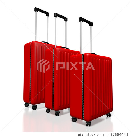 Red suitcases - travel concept - 3D illustration Red suitcases - travel concept - 3D illustration 137604453
