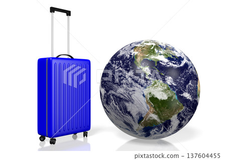 Earth and suitcase - travel concept - 3D illustration Earth and suitcase - travel concept - 3D illustration 137604455