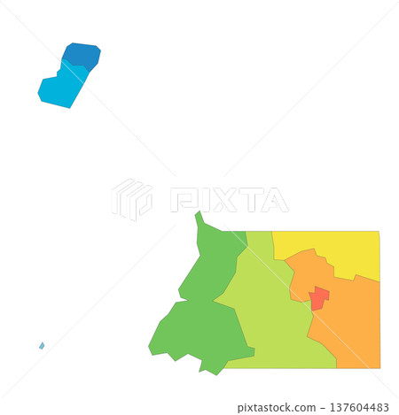 Equatorial Guinea political map of administrative divisions - provinces. Rainbow spectrum colorful blank vector map. Equatorial Guinea political map of administrative divisions - provinces. Rainbow spectrum colorful blank vector map. 137604483