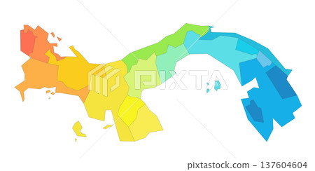 Panama political map of administrative divisions - provinces. Rainbow spectrum colorful blank vector map. Panama political map of administrative divisions - provinces. Rainbow spectrum colorful blank vector map. 137604604