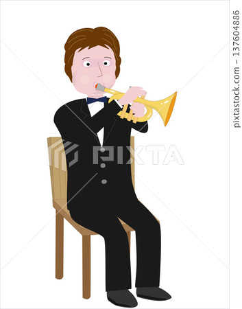 Musician playing the trumpet. Musician playing the trumpet. 137604886