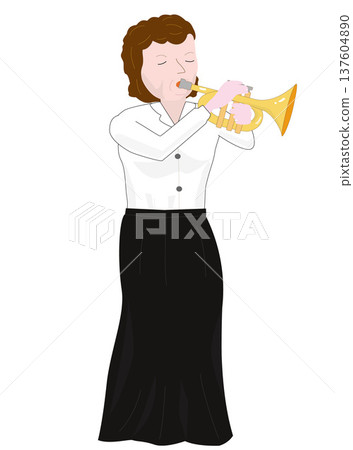 正在吹小號的音樂家。 正在吹小號的音樂家。 137604890