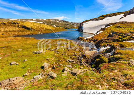 Mountains landscape. Norwegian scenic route Aurlandsfjellet Mountains landscape. Norwegian scenic route Aurlandsfjellet 137604926