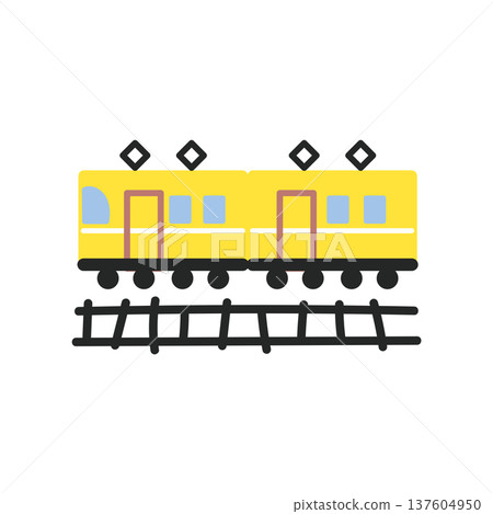 黃色火車插圖 137604950