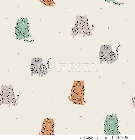 Seamless pattern with cute cats for kids textile and wallpaper Seamless pattern with cute cats for kids textile and wallpaper 137604962