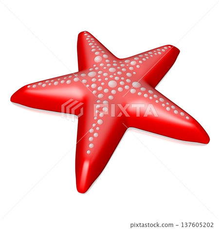 Red starfish isolated on white background - 3D illustration Red starfish isolated on white background - 3D illustration 137605202