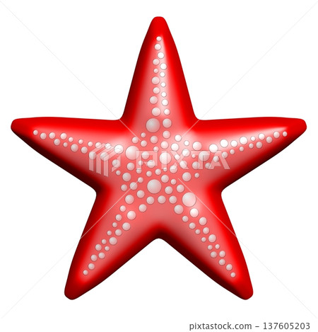Red starfish isolated on white background - 3D illustration Red starfish isolated on white background - 3D illustration 137605203