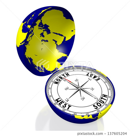 Earth as compass - travel concept - 3D illustration Earth as compass - travel concept - 3D illustration 137605204
