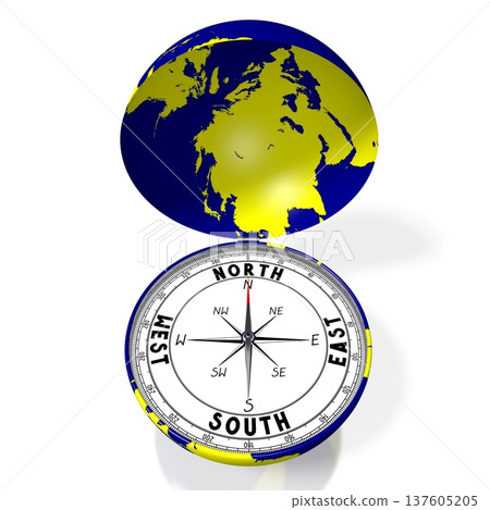 Earth as compass - travel concept - 3D illustration Earth as compass - travel concept - 3D illustration 137605205