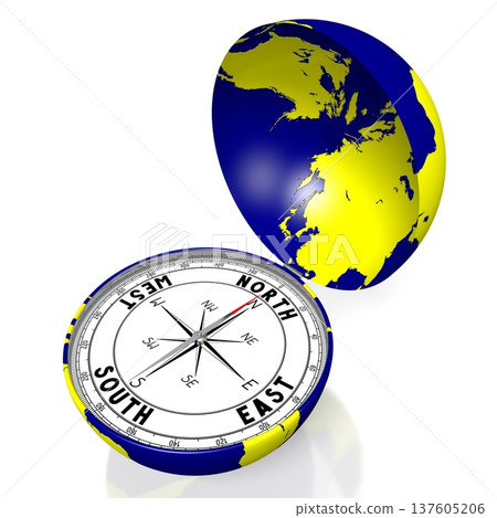 Earth as compass - travel concept - 3D illustration 137605206