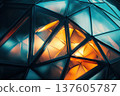 Translucent dome of geometric panels glowing softly in twilight 137605787