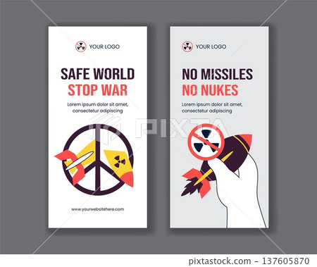 Stop Nuclear Weapon Campaign Social Media Vertical Banner Flat Cartoon Hand Drawn Stop Nuclear Weapon Campaign Social Media Vertical Banner Flat Cartoon Hand Drawn 137605870