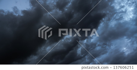 Sky Cloud Dark Stormy cloudy Storm Weather Rainy Night Smoke Texture Moody Background, Heavy Dramatic Atmosphere Dusk Pm 2.5 Carbon Dioxide Grey Global warming Cloudscape Climate Storm Black. 137606251