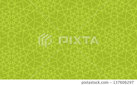 Green islamic geometric seamless pattern, background in duotone pistachio color 137606297