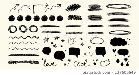 Hand Drawn Doodle Highlight Elements Set 137606649