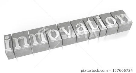 Innovation - metal letterpress word isolated on white background 137606724