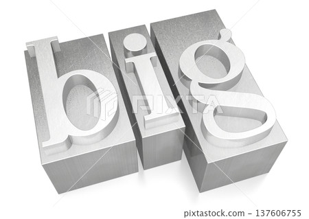 Big - metal letterpress word isolated on white background 137606755