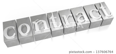 Contract - metal letterpress word isolated on white background Contract - metal letterpress word isolated on white background 137606764