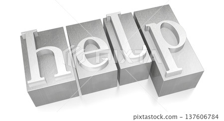 Help - metal letterpress word isolated on white background Help - metal letterpress word isolated on white background 137606784