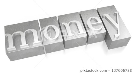 Money - metal letterpress word isolated on white background Money - metal letterpress word isolated on white background 137606788