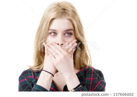 Woman being silent Woman being silent 137606802