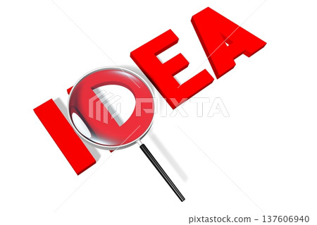 Idea - red word and magnifyting glass Idea - red word and magnifyting glass 137606940