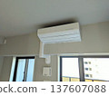 A decorative pipe cover for an air conditioner indoor unit that was beautifully installed to avoid beams 137607088