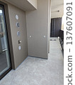 A spacious balcony and exterior wall vents and outlets in a newly built apartment building 137607091