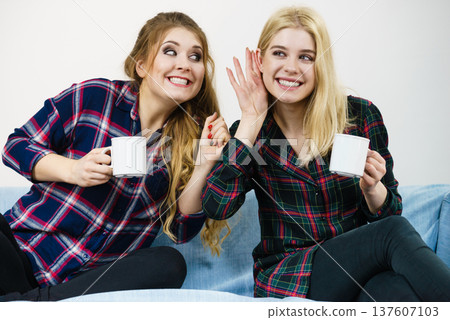 Female friends gossiping together 137607103